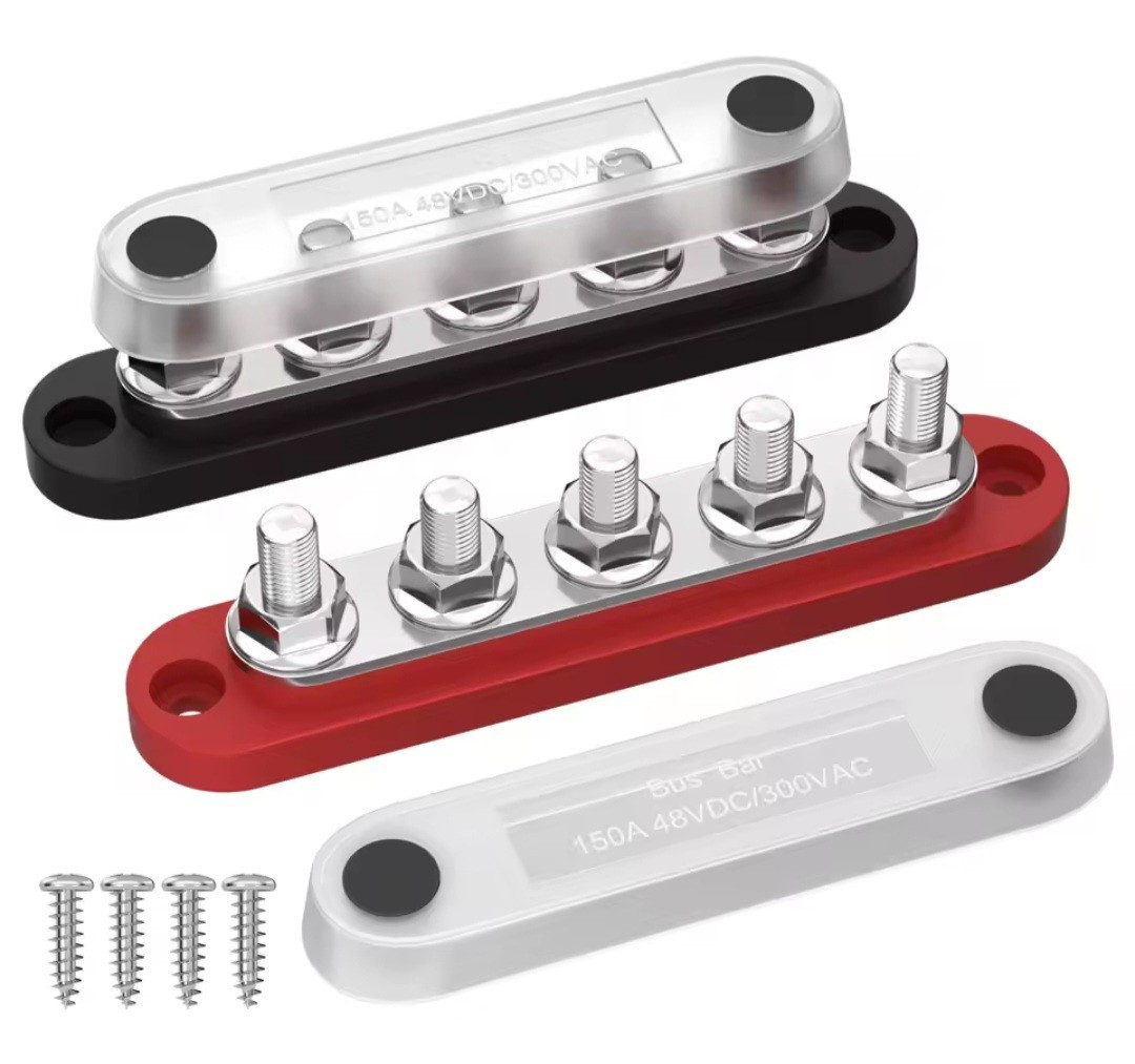 Set Of 2- 150A Automotive 5 Way M6 Copper Wiring Bus bars Busbar Solar RV Camper