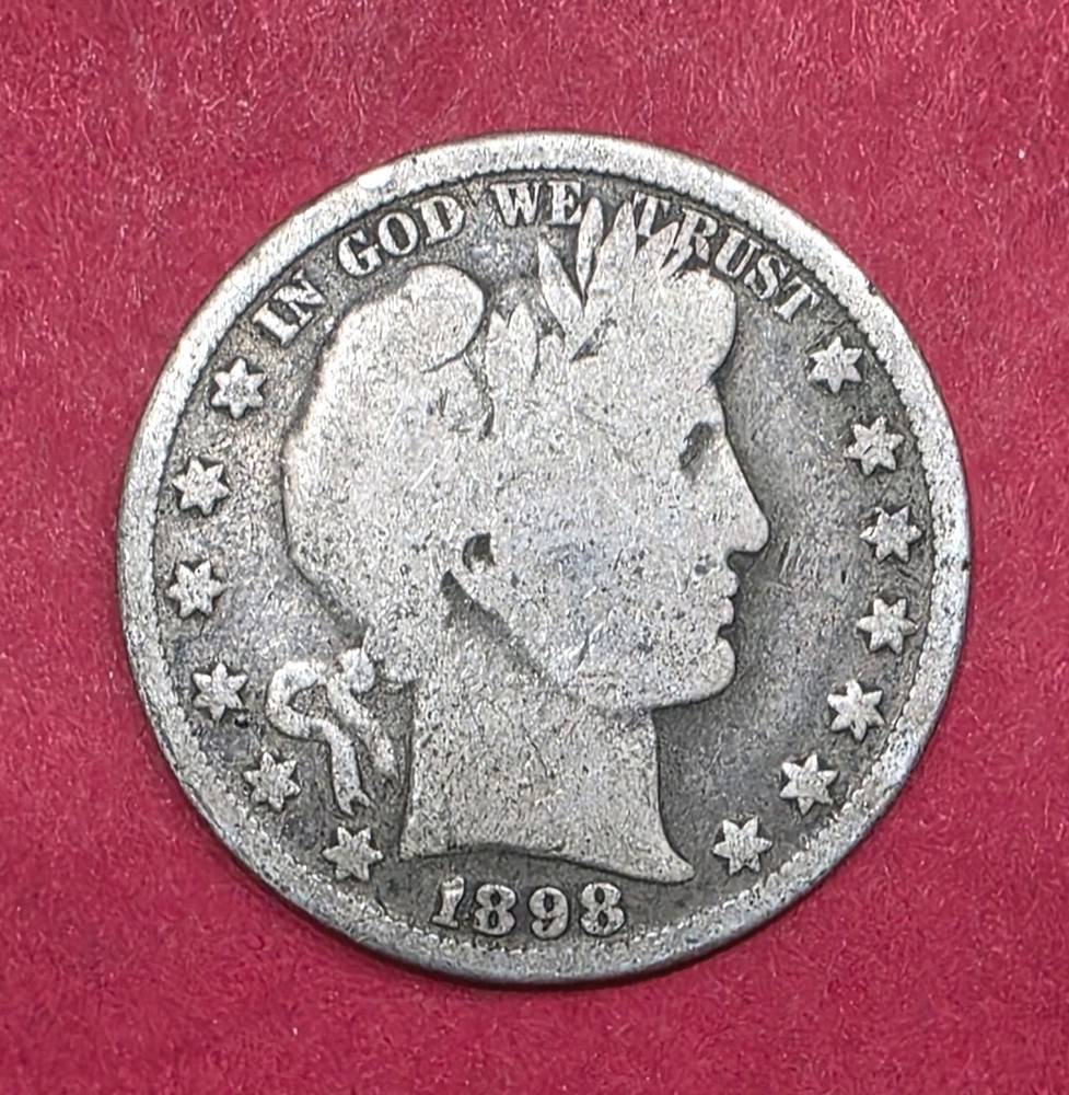 1898 Barber Half Dollar, Die Gouges On Reverse. G04 Condition