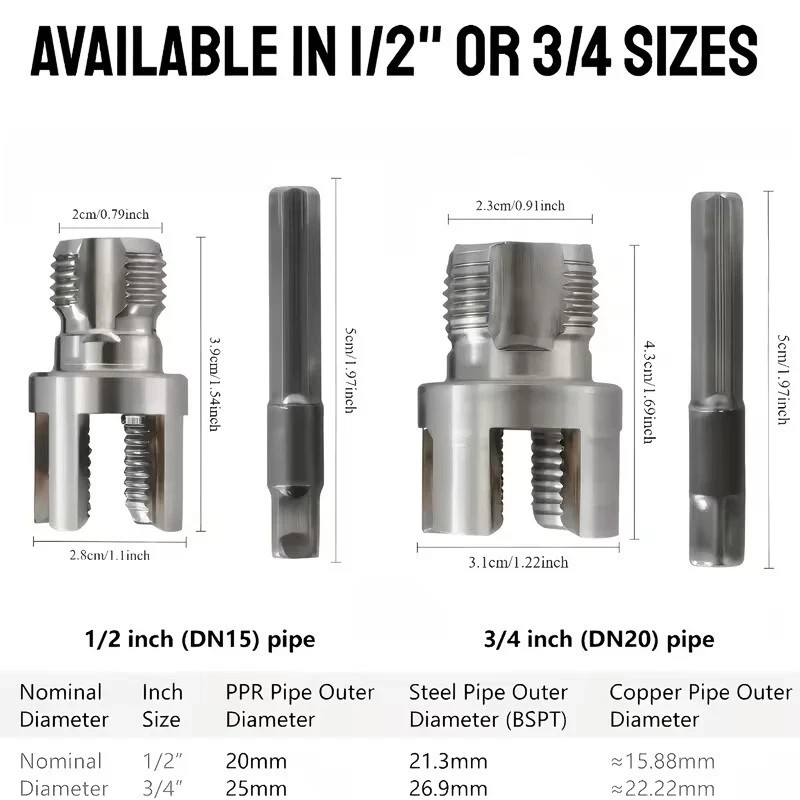 Integrated Internal External Pipe Threading Tool, 1/2" 3/4" Water Pipe Cutter