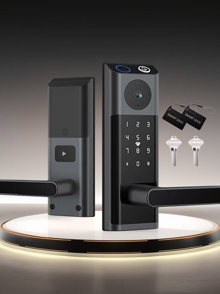 Smart Lock with Camera & Handle Fingerprint Keyless Door Lock WiFi APP Control