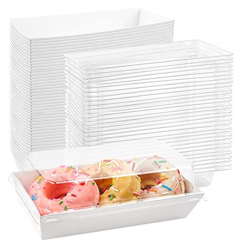 Charcuterie Boxes with Clear Lids, 50 Pack White Bakery Boxes, Cookie Boxes, ...