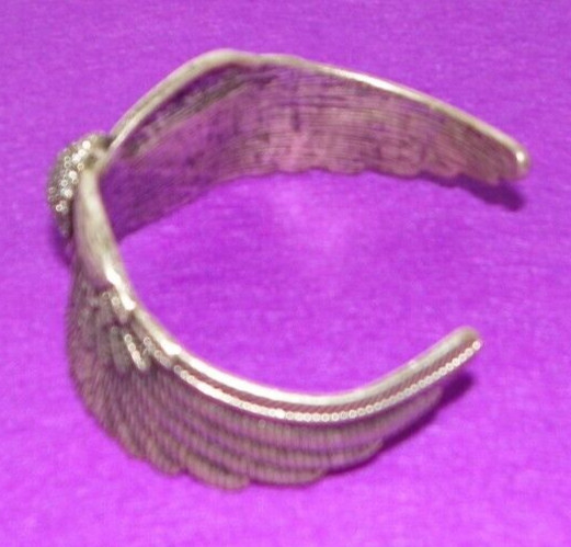 Silver Plated Metal Wings & Skull Design Small Fashion Bracelet ~ Untested