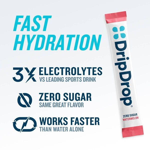DripDrop Zero Sugar Hydration Powder Vegan Electrolyte Supplements 1.9oz/12ct