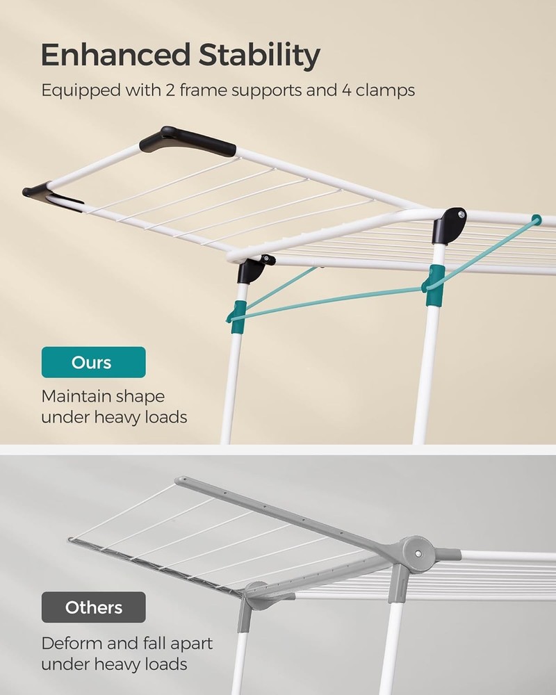 Clothes Drying Rack Foldable, Gullwing Laundry Drying Rack, Space-Saving Indoor