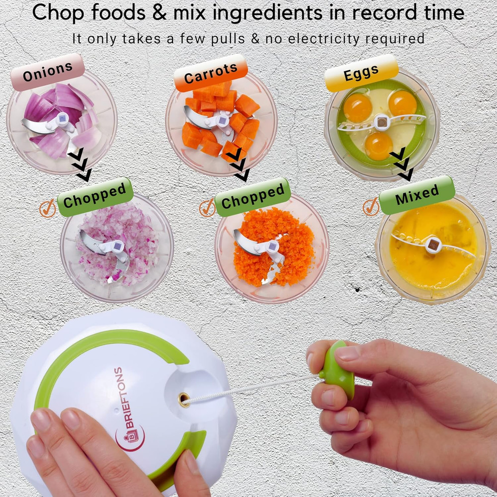Quickpull Manual Food Chopper: Large 4-Cup Powerful Hand Pull Chopper