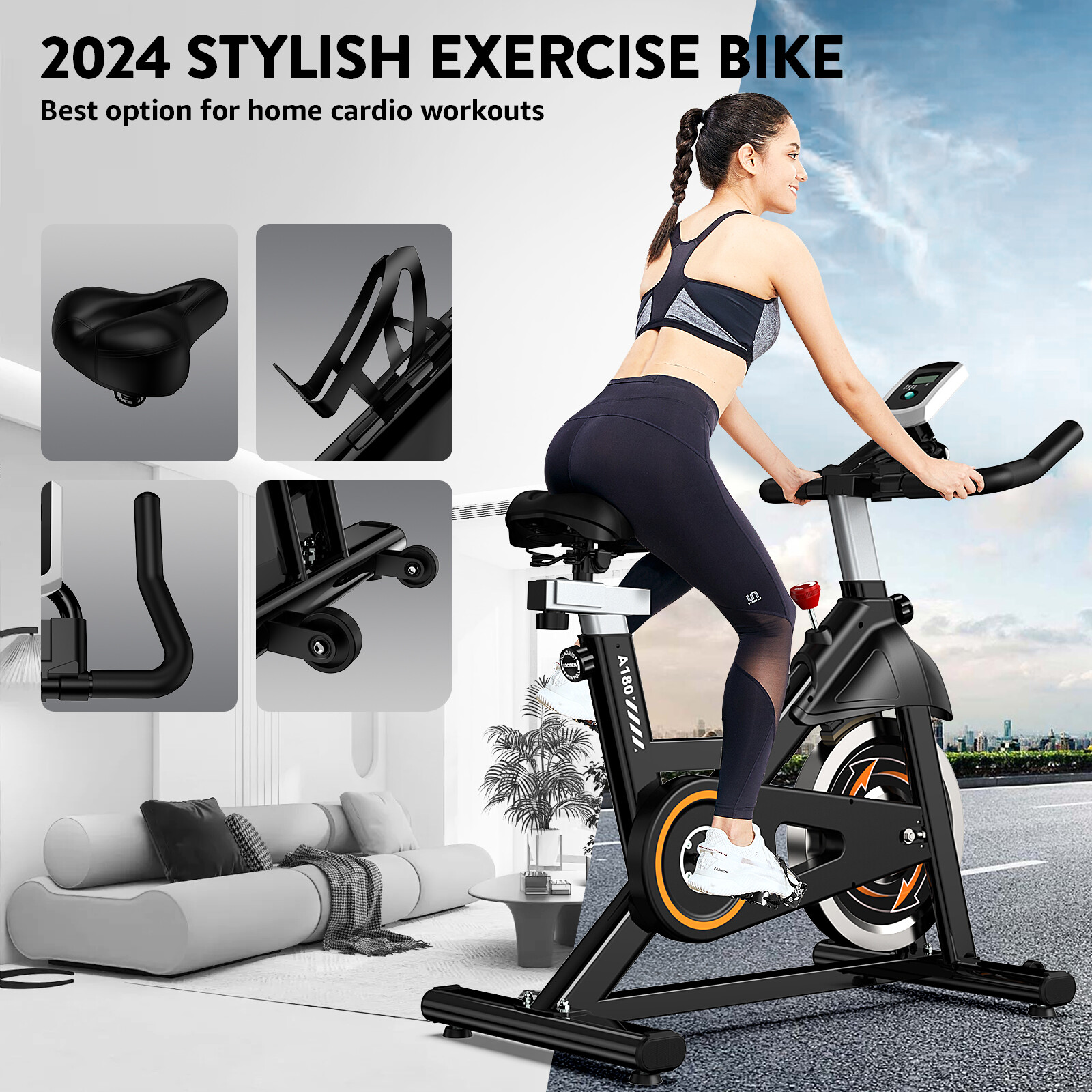 Home Exercise Bike Fitness Indoor Cycling Stationary Bicycle Cardio Workout Bike