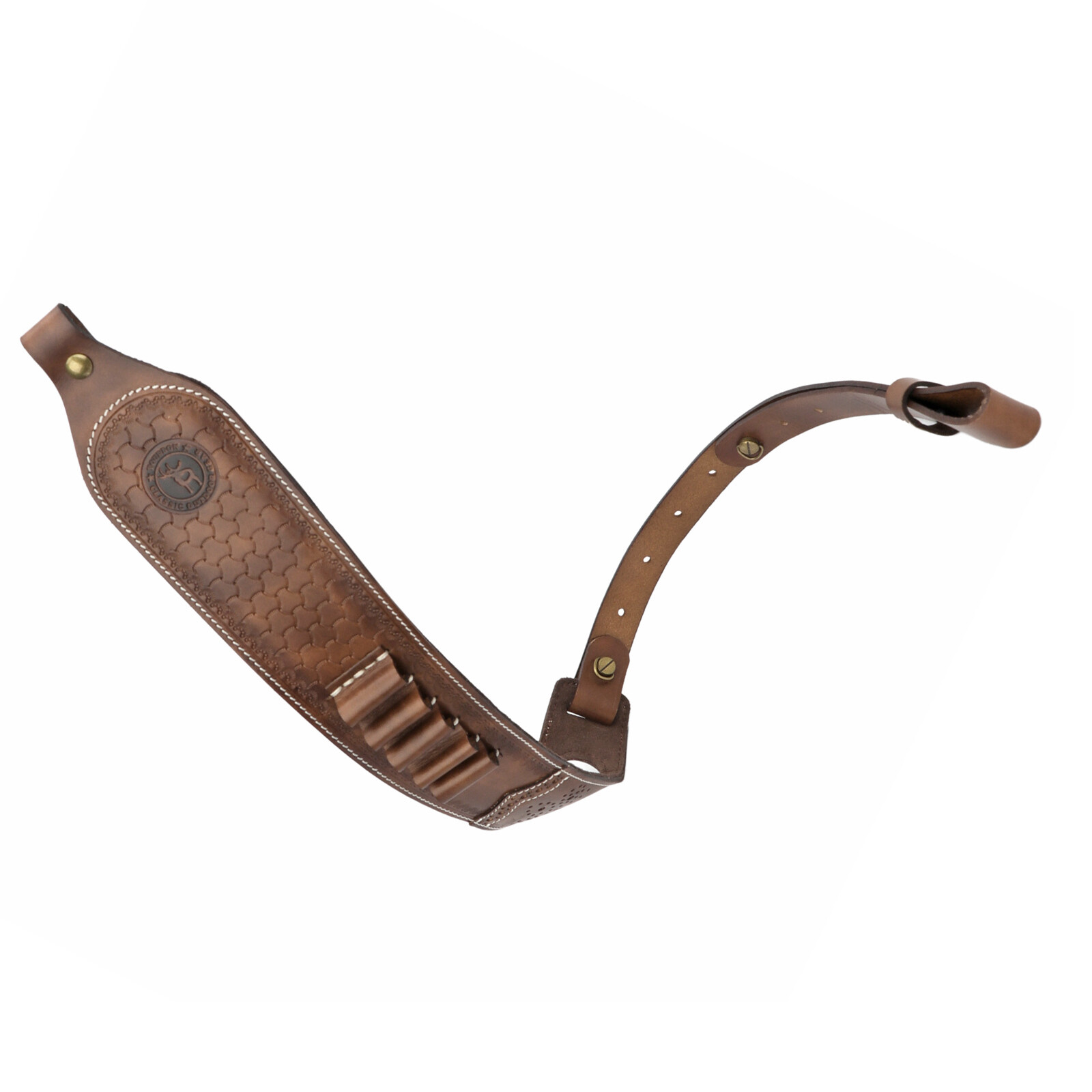 TOURBON 2 Points Genuine Leather Gun Sling Rifle Ammo Carry Strap Rest Hole