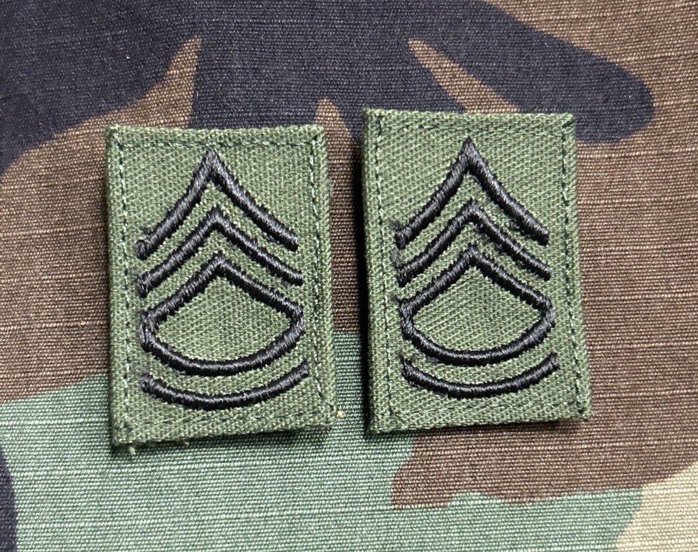 US Army SFC/E7 Rank (2) BDU Sew-On Sergeant First Class OD Green