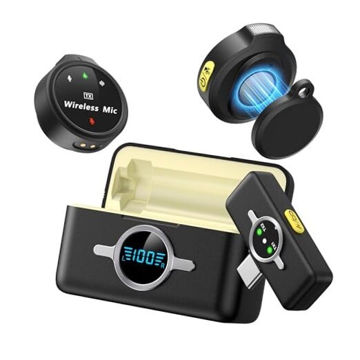 Wireless Lavalier Microphone for iPhone/Android, Lapel Mics with USB Lightning