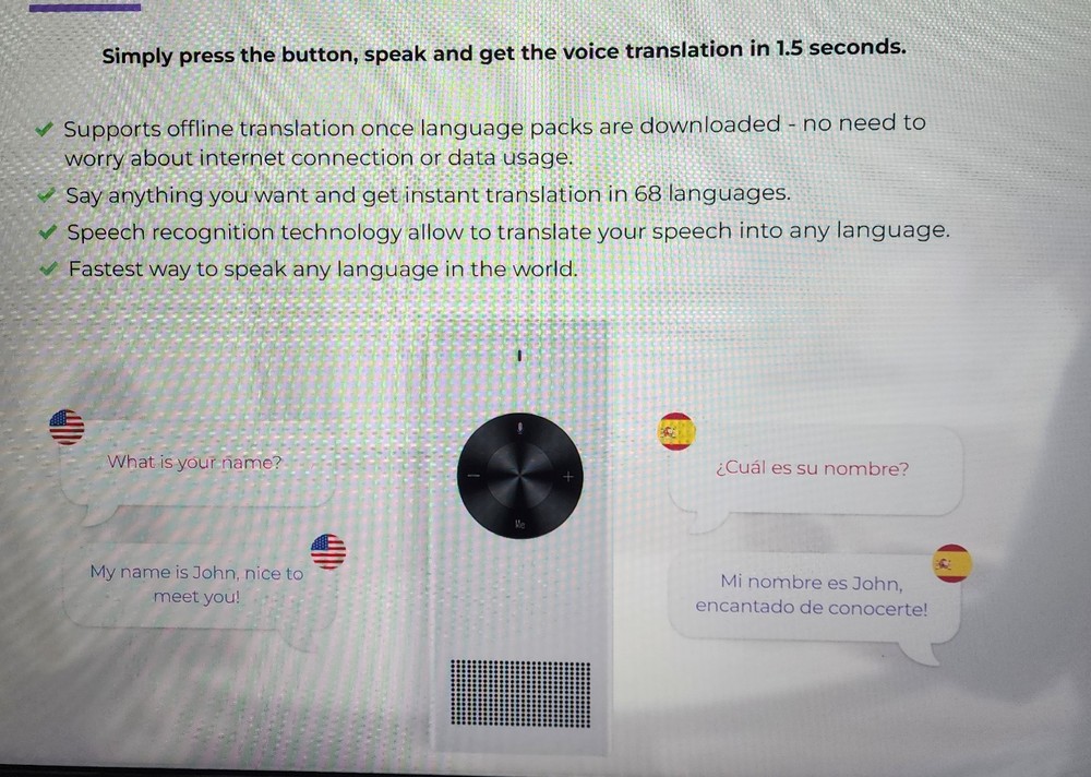 Translator many different languages, a Bluetooth or standalone unit ( New )