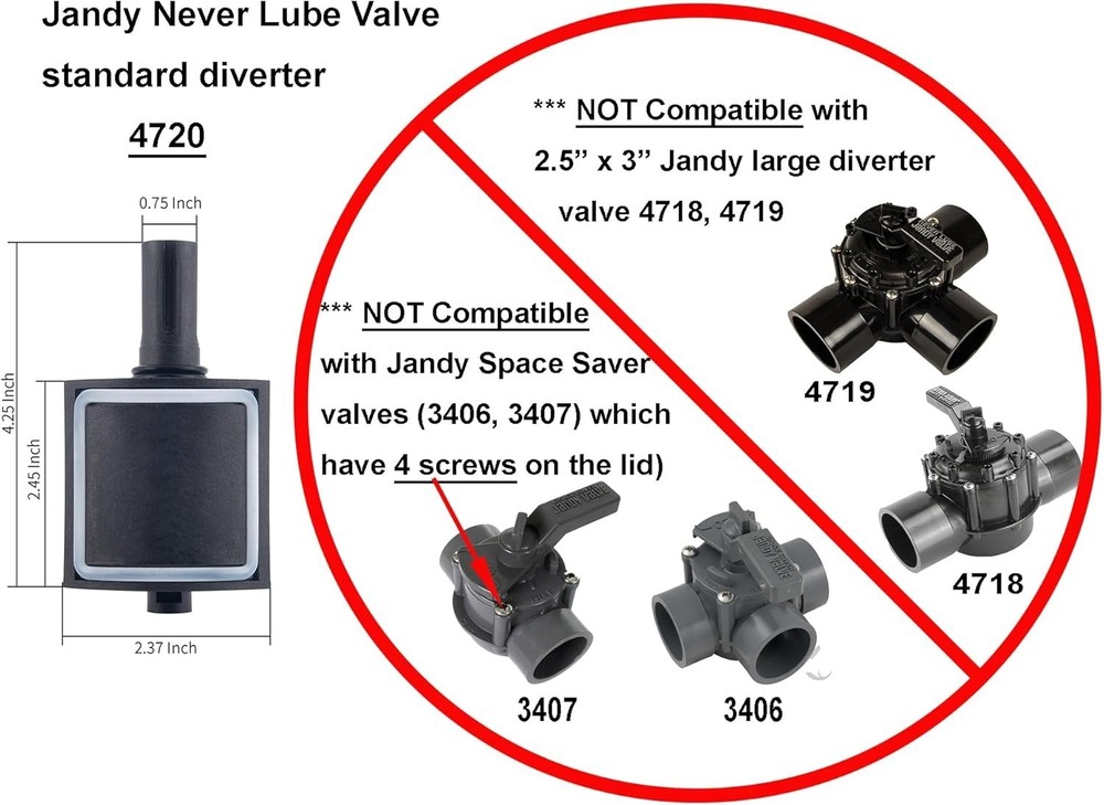 Replacement Diverter Valve Kit for Jandy - 4720 - Enhanced Pool Efficiency