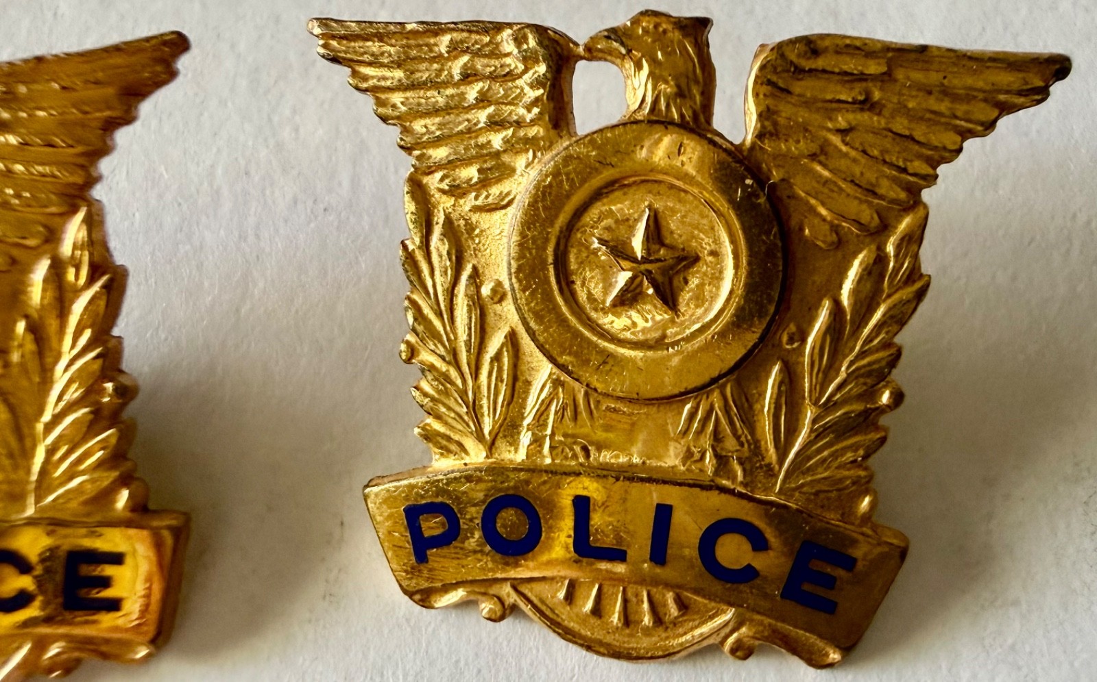 2 Vintage Police Pins Lapel Crest Pin Collector Entenmann Insignia Pin