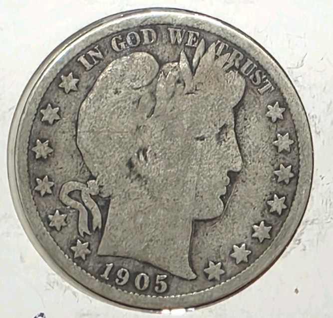 1905-S Barber Half Dollar Better Date Very Good Condition.