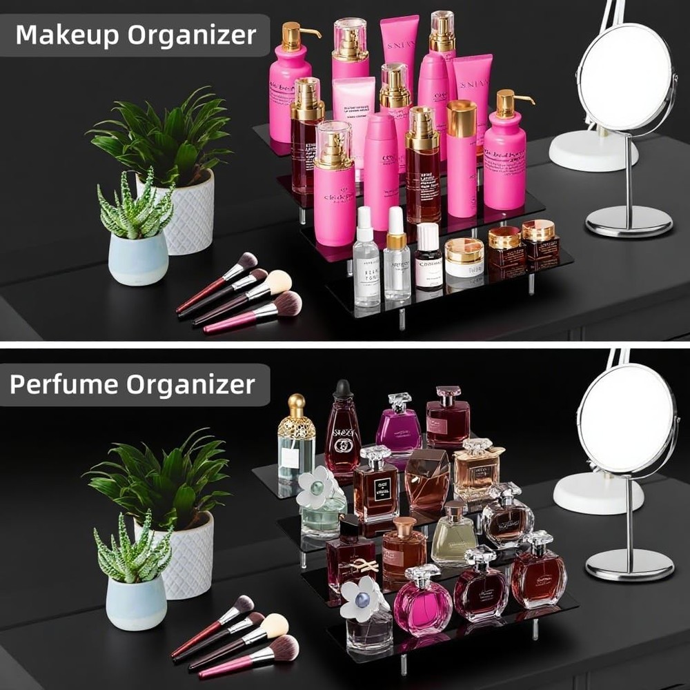 Acrylic Riser Display Stand, Black 4 Tier Cupcake Stand Risers