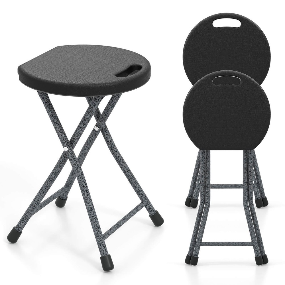 3PCS 18''H Folding Stool Portable & Foldable Camping Chair w/ Built-in Handle