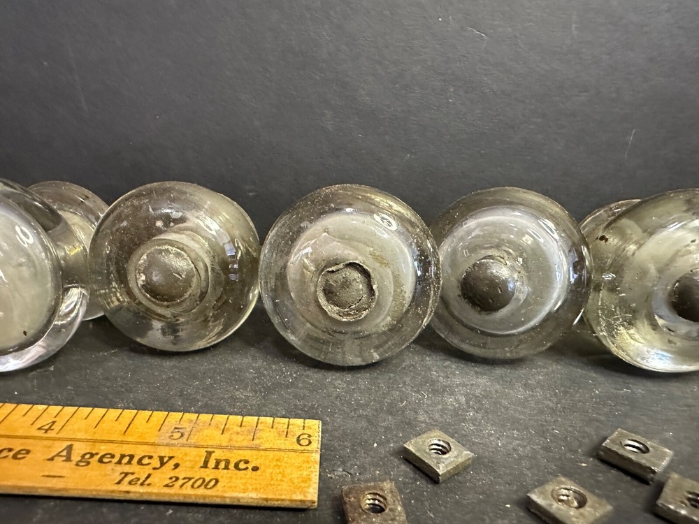 Set 8 Antique Glass Furniture Knobs Pulls, Lot 2