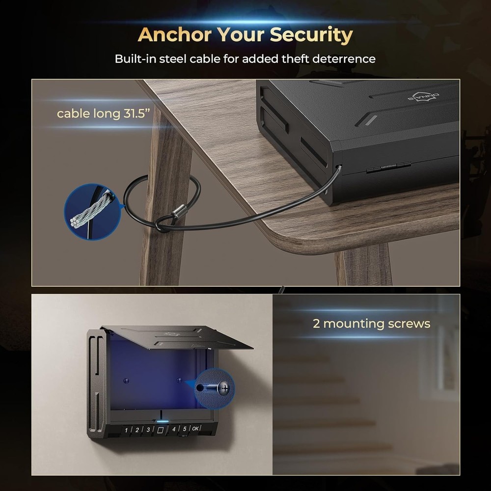 Biometric Fingerprint Handgun Safe Quick Access Lock Box