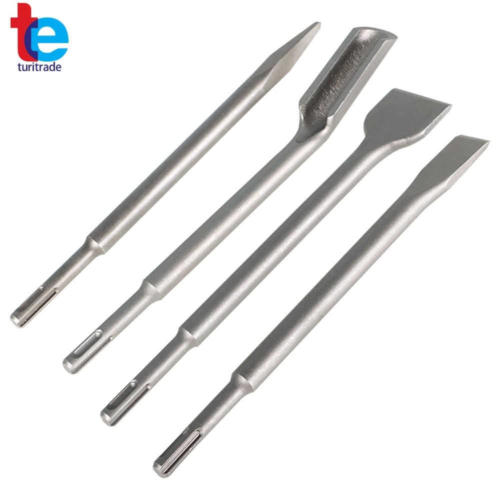 4 Pcs SDS Plus Chisel Bits High Quality Flat Chisel Grooving Chisel Point Chisel