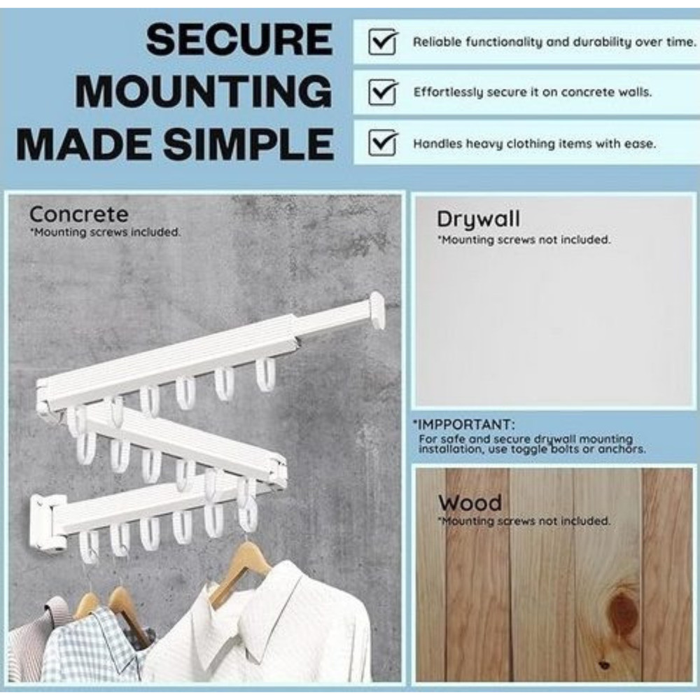 Premier Storage Systems Iron-a-way Wall Mounted Z Fold Drying Rack