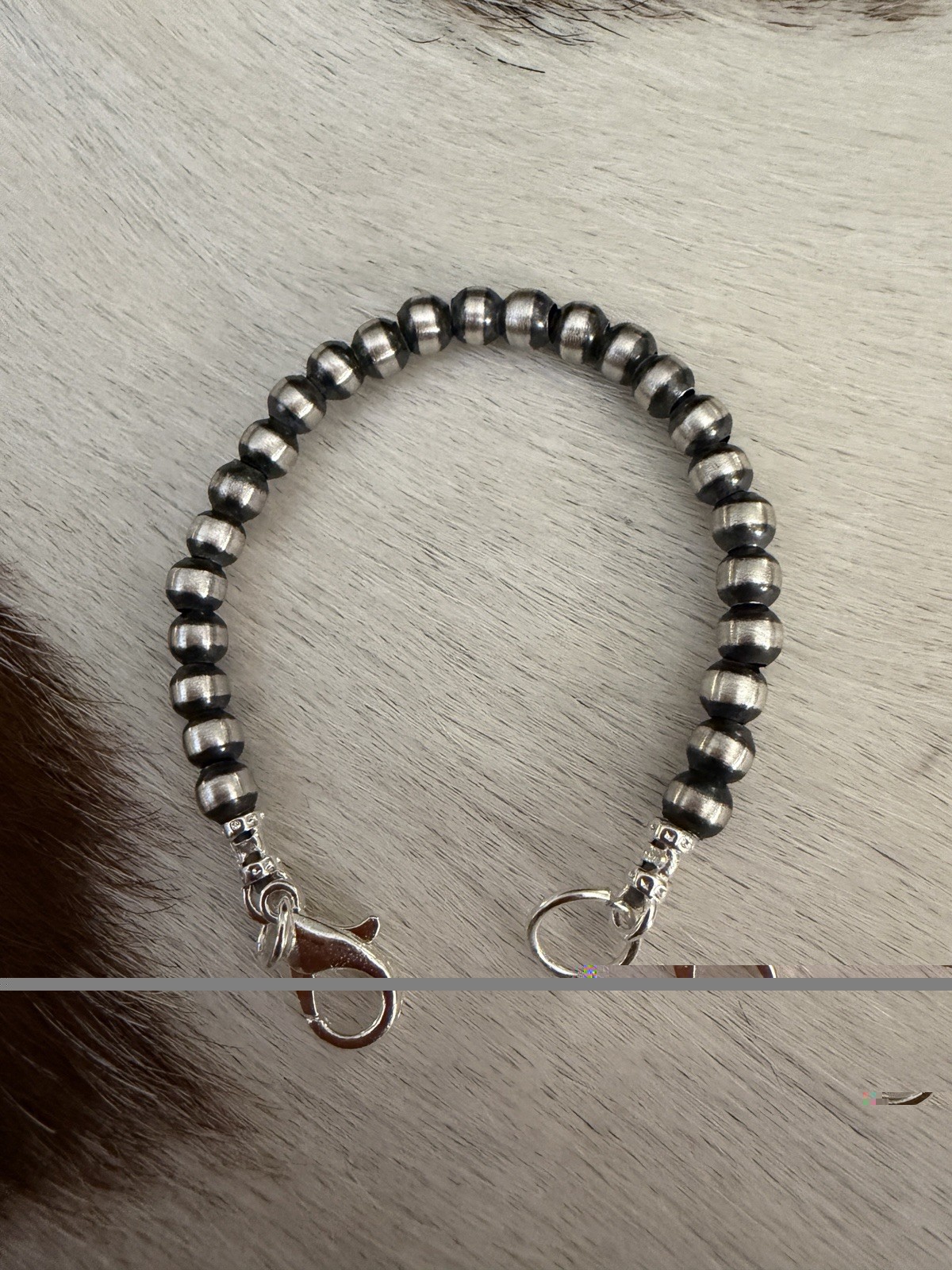 4” 4mm Navajo Desert Pearl / Beads Necklace EXTENDER Sterling Silver