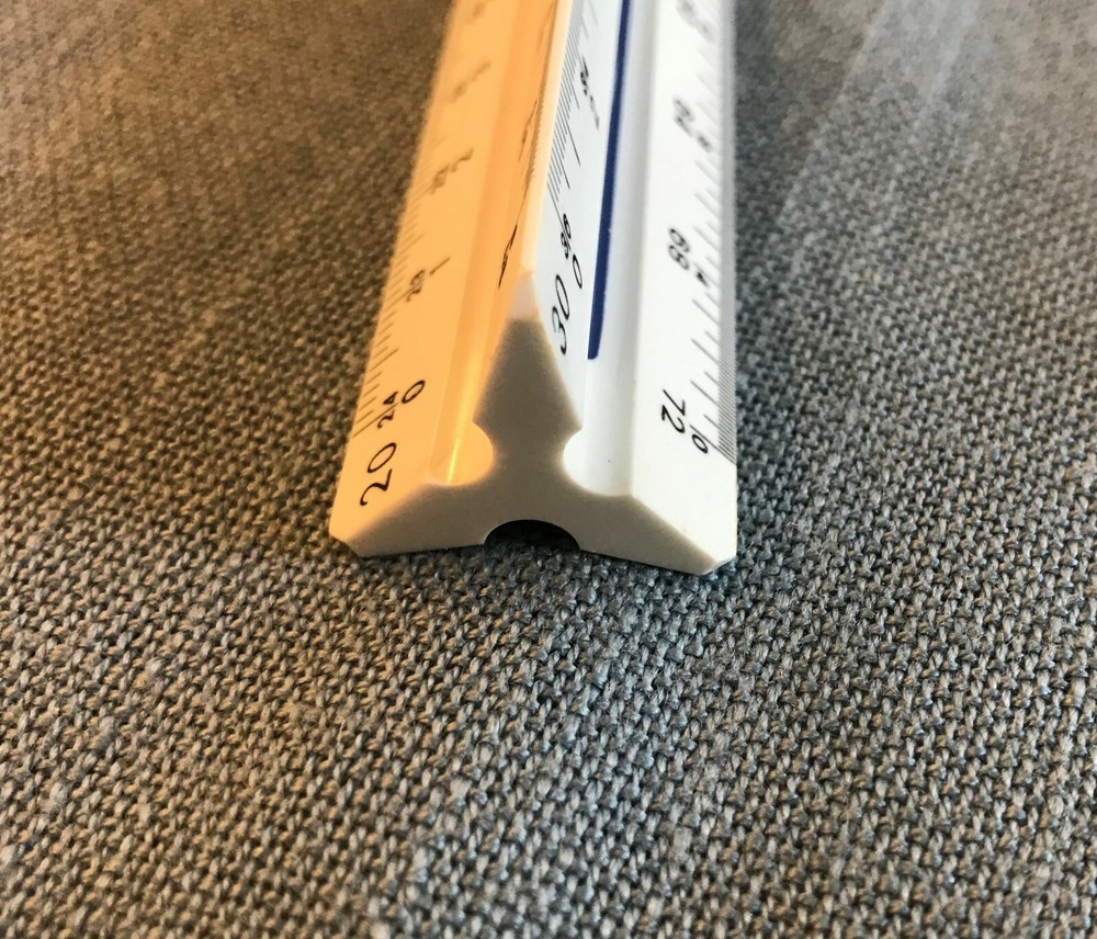 Staedtler-Mars 12” Triangular Scale Ruler 987 18-34 Engineer Germany Color Bars
