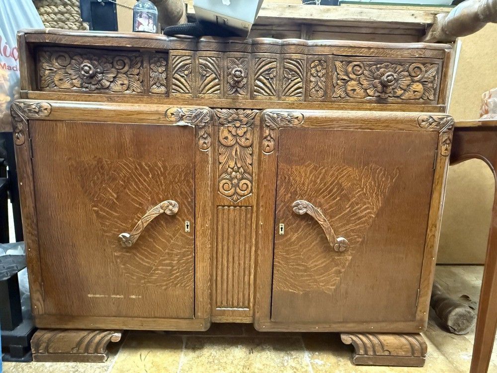 1960 Art Deco hand Carved Sideboard