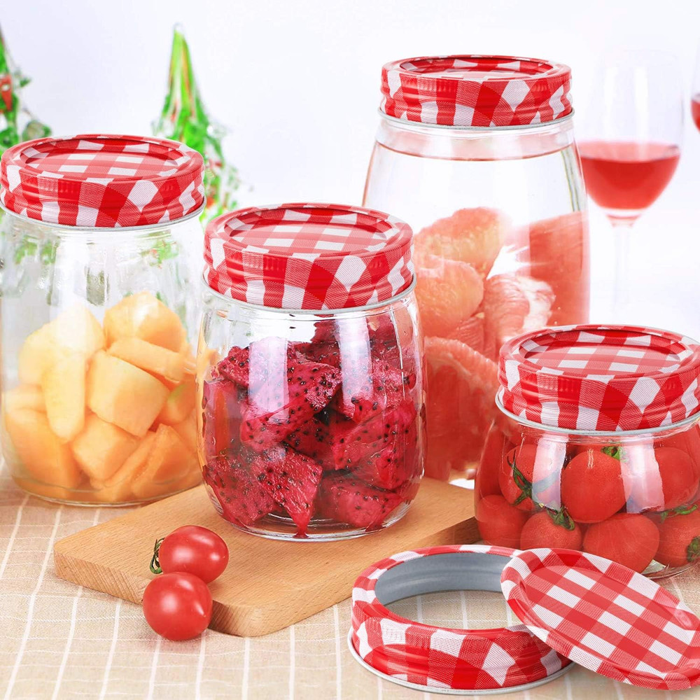 48Pcs/24Set Regular Mouth Canning Lids Bands Split-Type for Mason Jar Canning Li