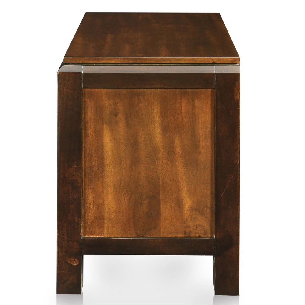 FOA Delia 2pc Walnut Transitional Wood Panel Bedroom Set - Queen + Nightstand