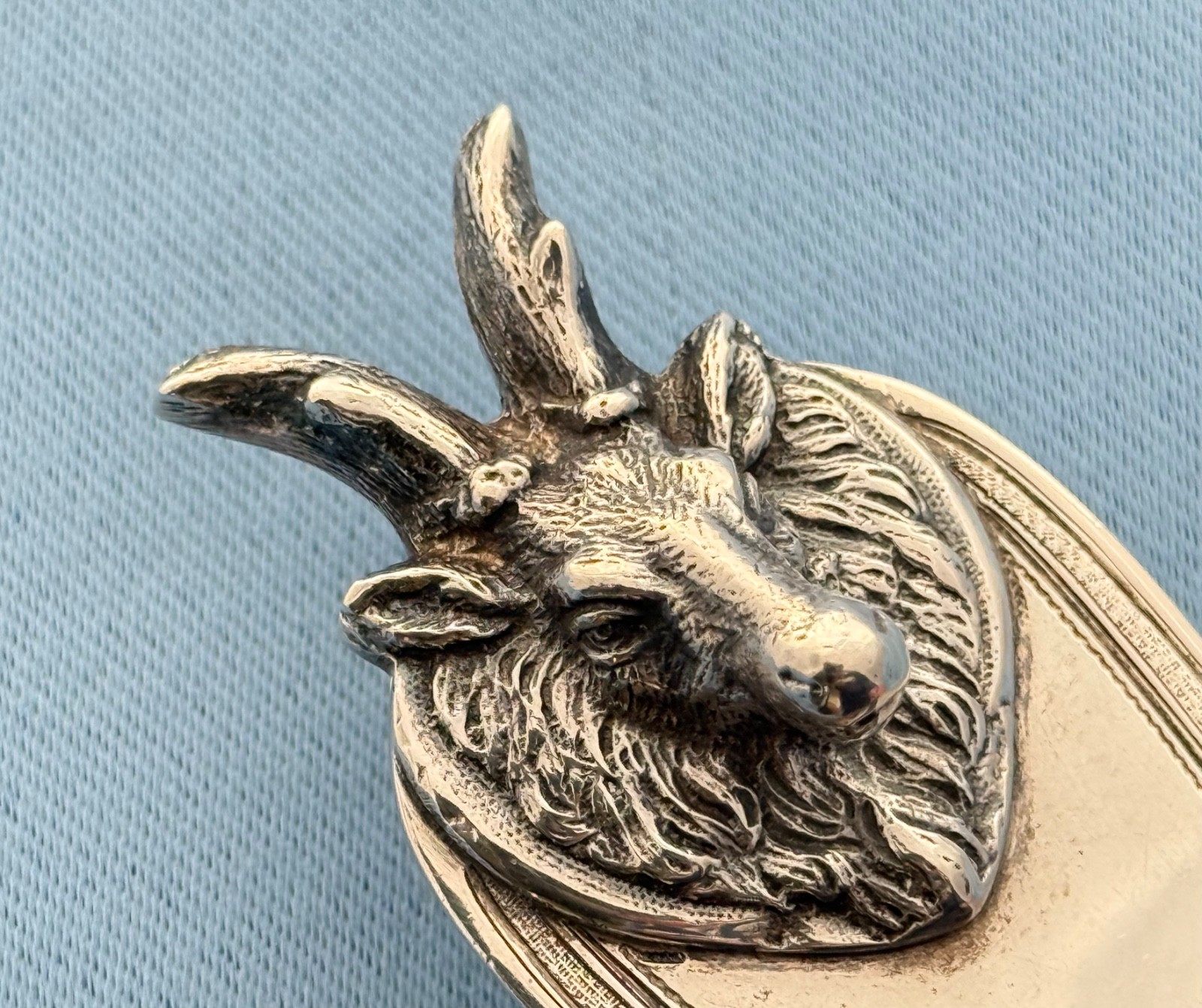 Albert Coles Coin Silver Soup Ladle Saxon Stag 12 Inches No Mono