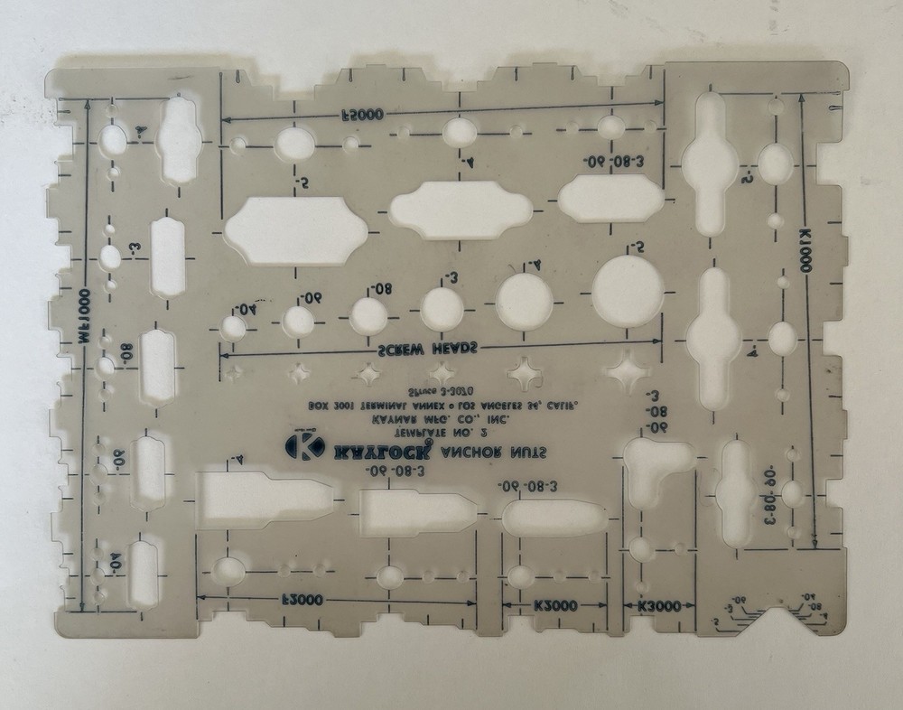 VINTAGE KAYLOCK MINIATURES DRAFTING TEMPLATE # 2