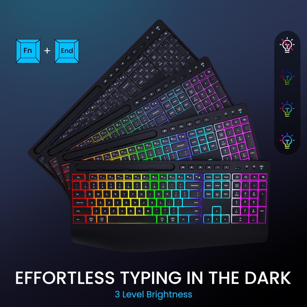 Wireless Keyboard and Mouse Combo - Dual System RGB Backlit Mouse and Keyboar...