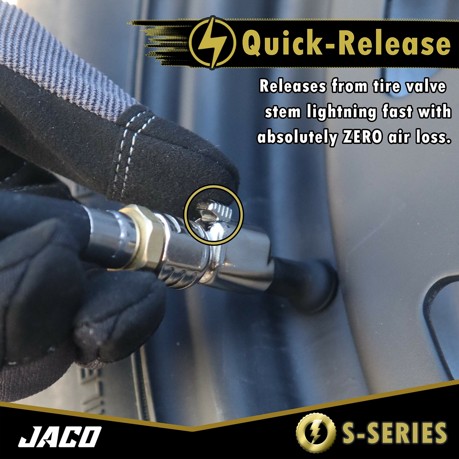 JACO Lightning Tire Air Chuck (S-Series) | Open Flow, 1/4" F-NPT (2 Pack)