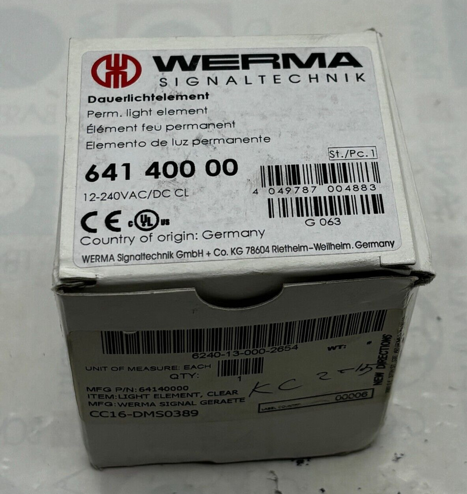 Werma, 641 400 00, Light Element Stack Beacon 12-240vac Clear Tower Lamp ⭐