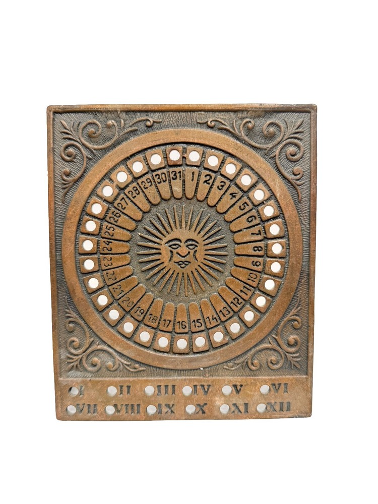 Vintage Sundial Perpetual Calendar Brass Nice Size Eclipse Tarot