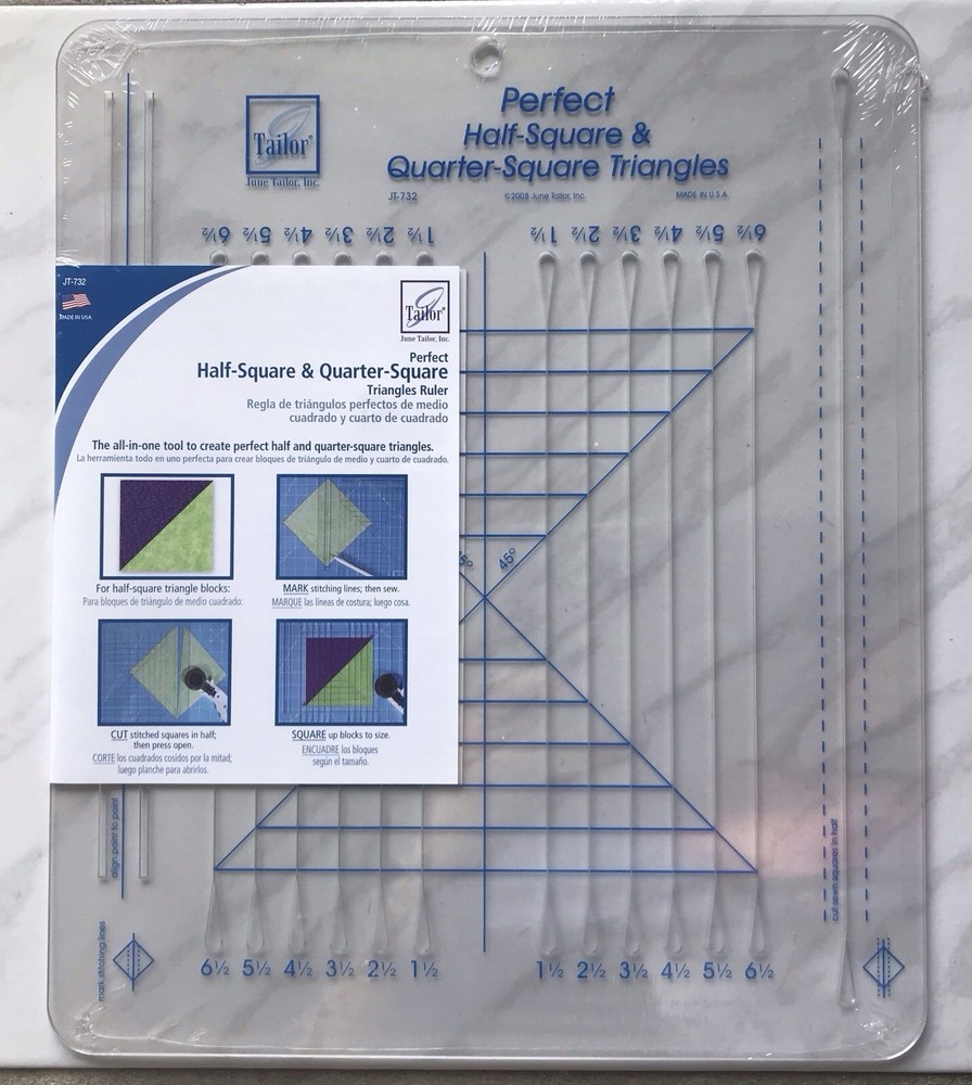 June Tailor Perfect Half-Square & Quarter Square Triangles Ruler, New