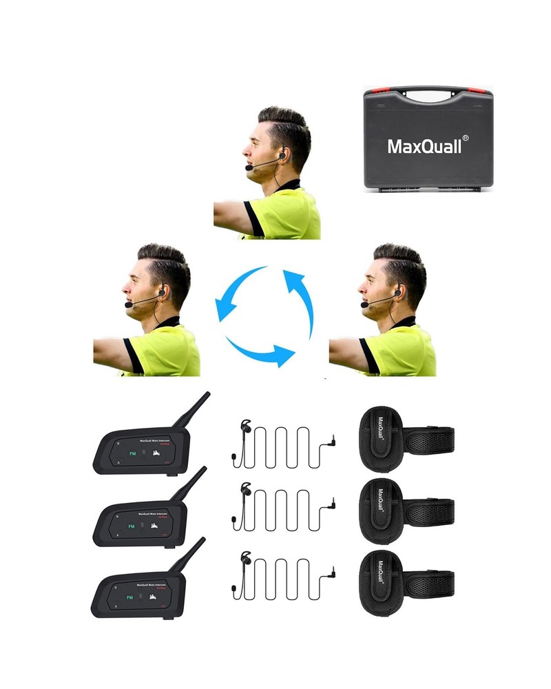 Referee Headsets, Referee Communication System Sets 3 Person Full Duplex Wire...