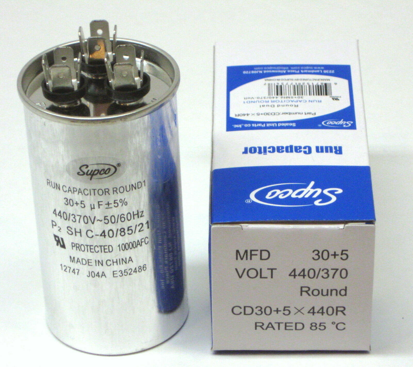 Air Conditioning HVAC Round Dual Motor Run Capacitor 30 + 5 MFD 440 Volt