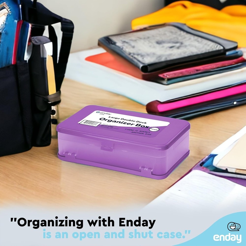 Double Deck Large Pencil Box Purple
