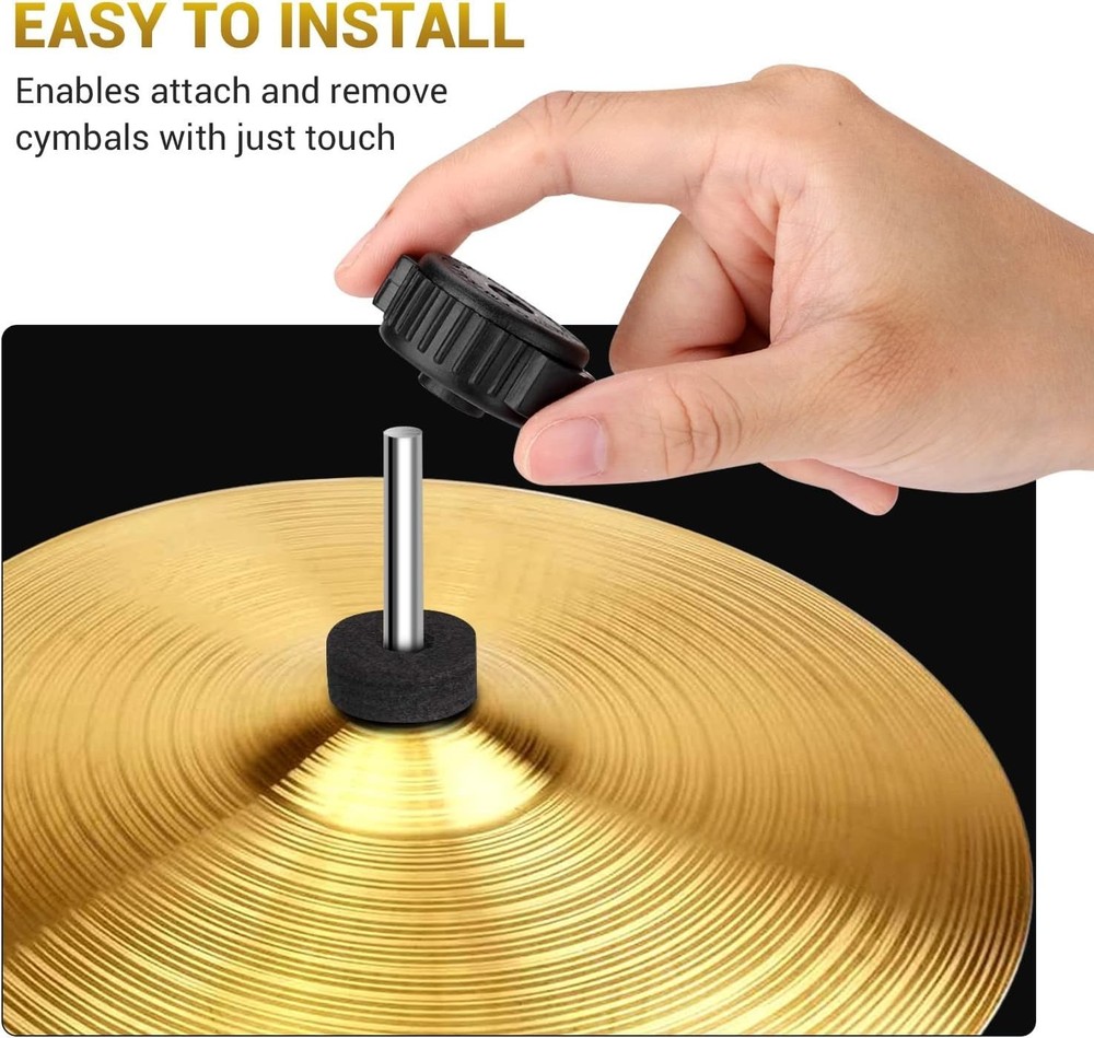 6PCS Black Plastic Cymbal Nuts 8mm Quick-Set for Percussion Drum Kit Replacement