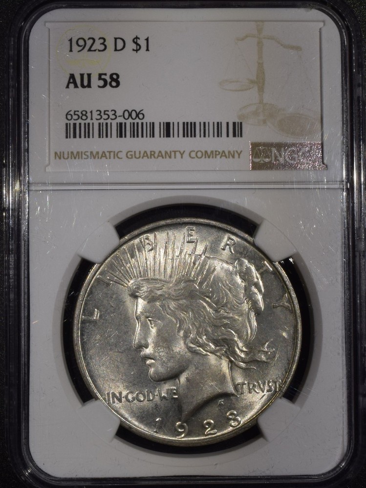 1923-D Peace Dollar "NGC AU58"