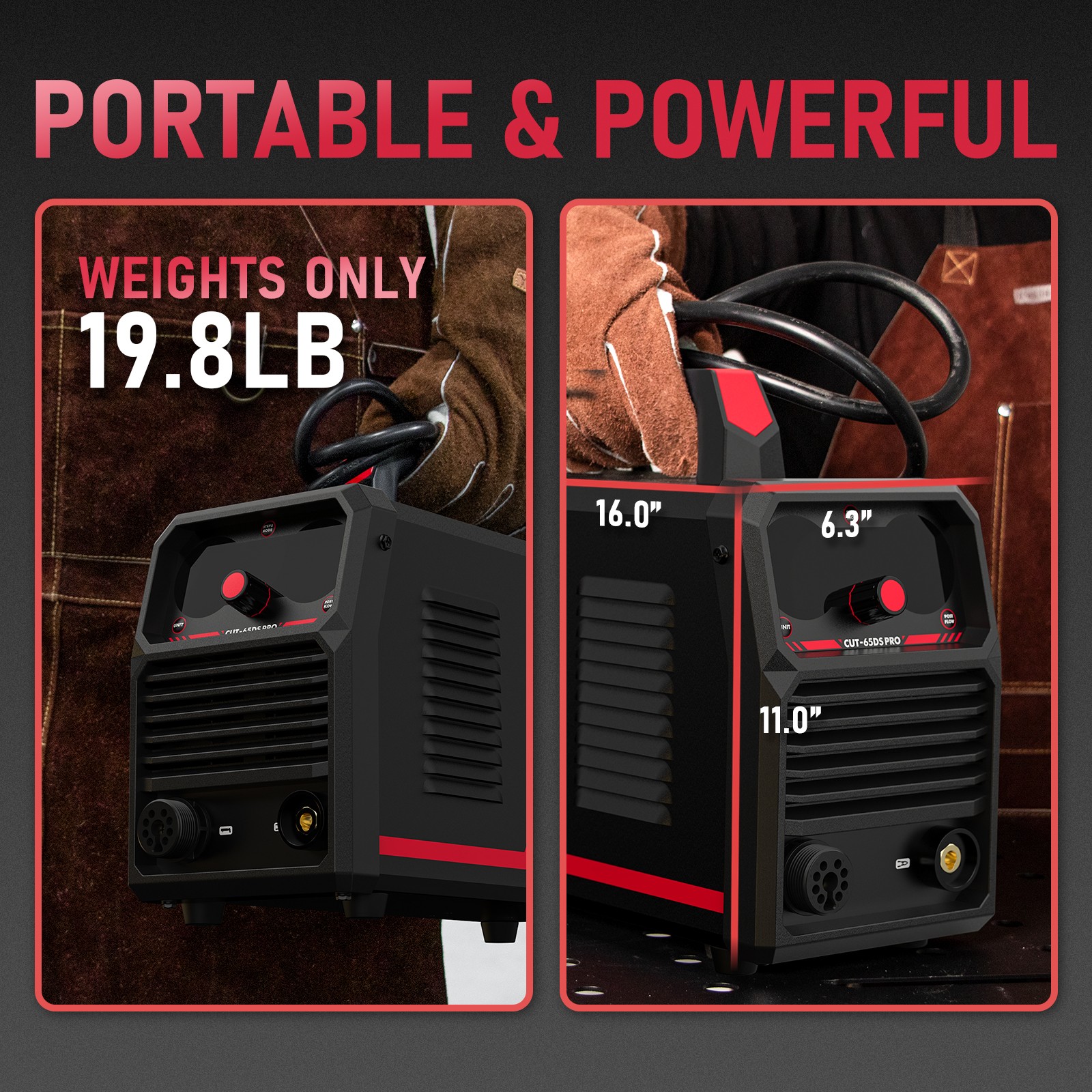 65Amp Plasma Cutter Non-HF Pilot Arc, Dual Voltage 110V/220V, Digital Display