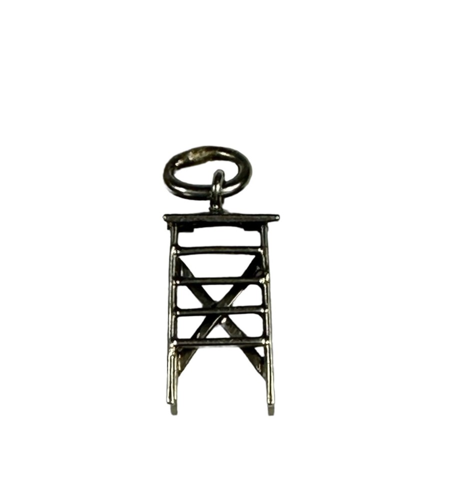 White Metal Moveable Adjustable Ladder Charm