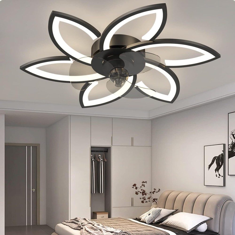 LED Low Profile Ceiling Fan Light Silent Dimmable Fan Light with Remote Control