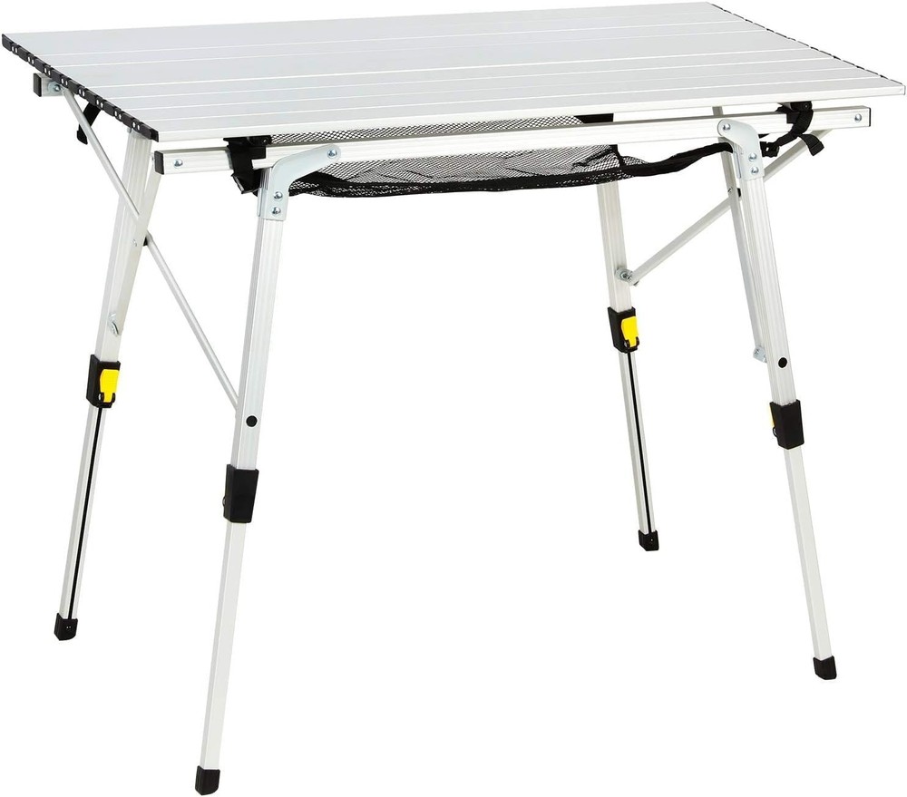 Adjustable Folding Camping Table with Rolling Aluminum Top - 35.4"