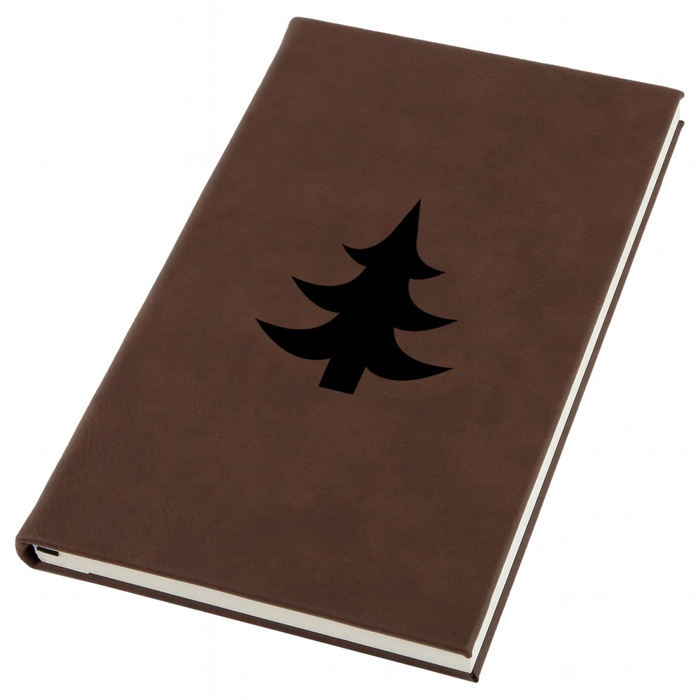 Larch Tree Engraved Leather Journal, Personal Planner with Lined Pages
