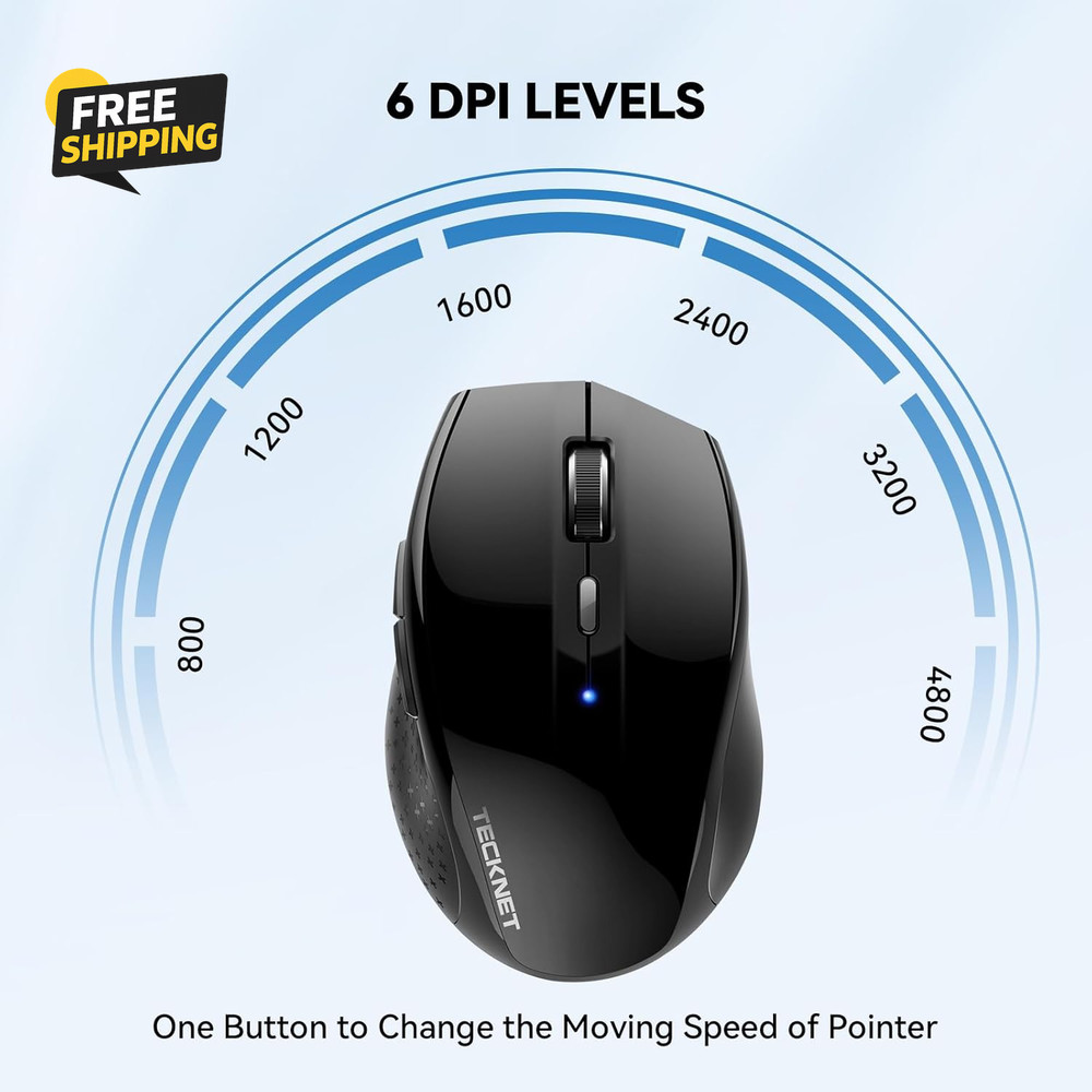 Bluetooth Mouse, 4800 DPI Wireless Mouse, 2-Year Battery 6 Adjustable DPI