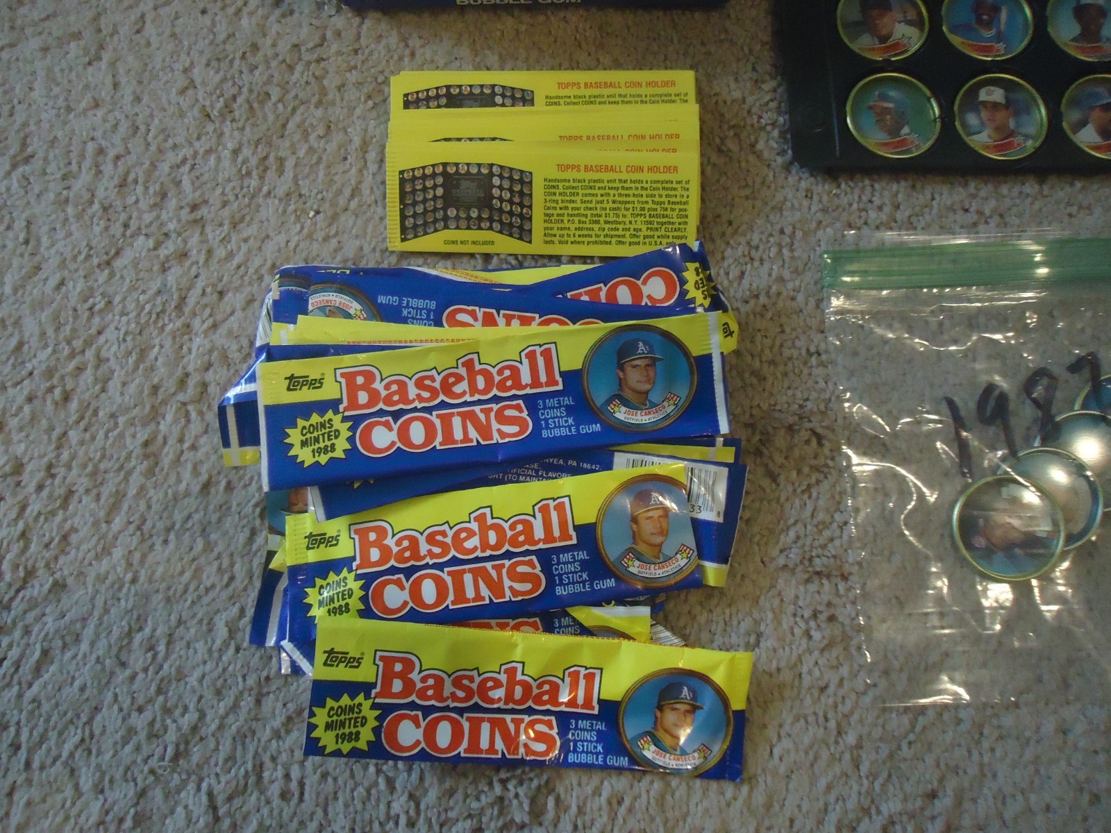 1989 Topps Baseball 60 Coin Set w/ Display + (4) 1987 + (70) 1988 + (71) 1989