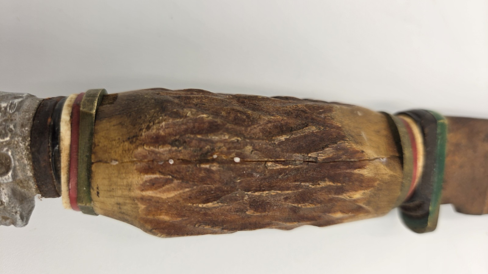 Vintage Stag Antler Handle Hunting Knife Native American Head Pommel Fixed Blade