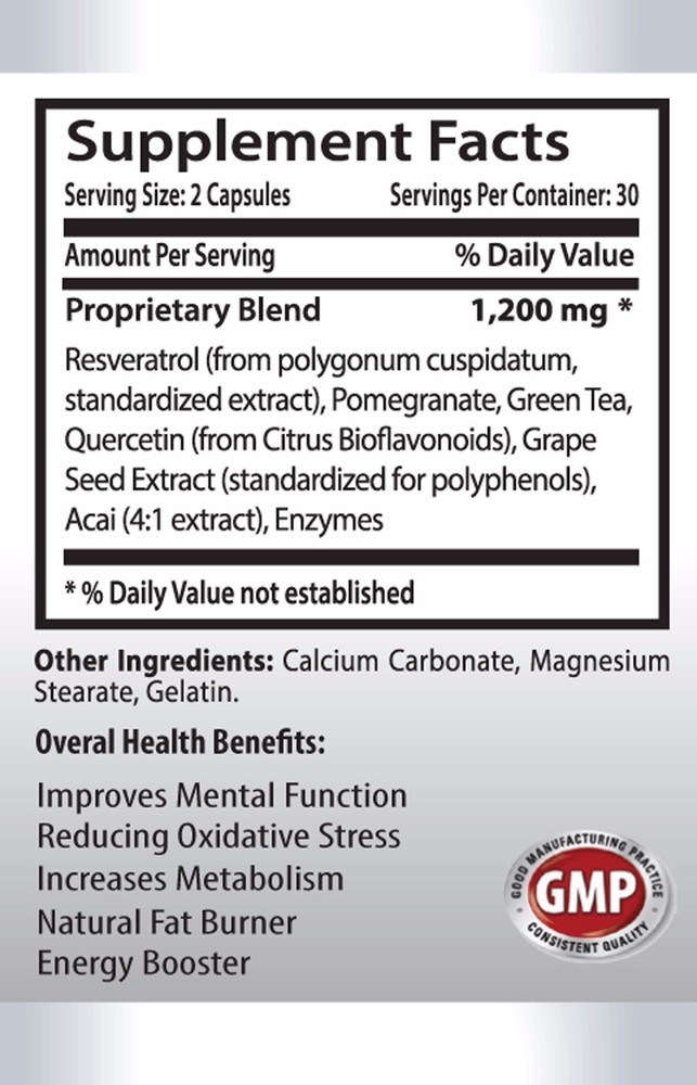 Energy boost and focus supplement - RESVERATROL – GRAPE SEED EXTRACT COMBO