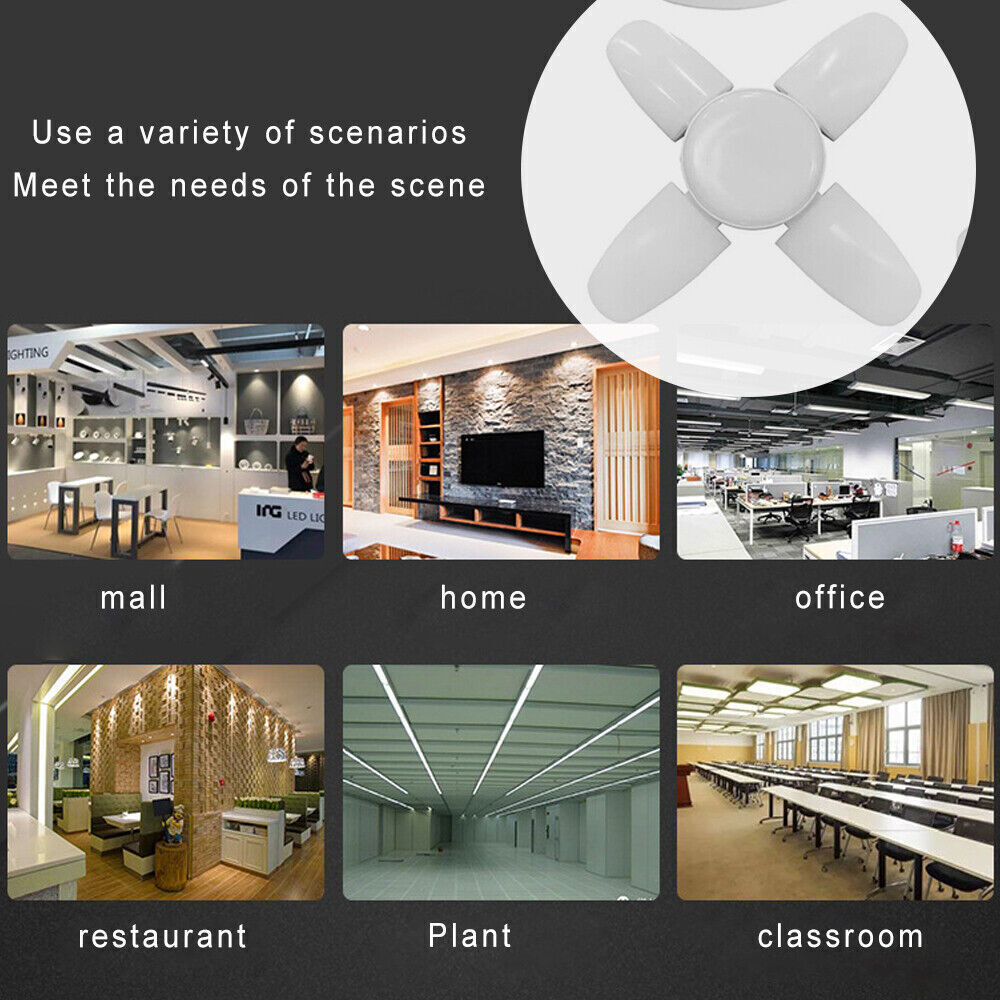 Lot LED Garage Light Bulb Deformable Ceiling Fixture Lights E27 Workshop Lamp US